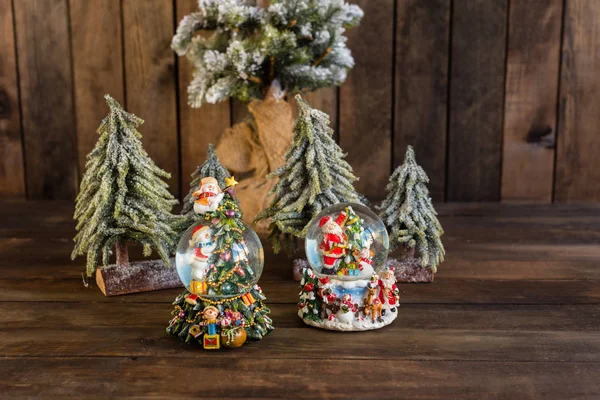 Piękne Elementy Boże Narodzenie Wystrój Ciemnym Tle Drewnianych — Zdjęcie stockowe