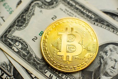 Bitcoin, para birimi, dijital, finans, ekonomi. Altın bitcoin sikke bize dolar üzerinde Kapat