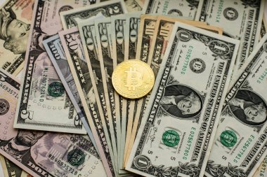 Bitcoin, para birimi, dijital, finans, ekonomi. Altın bitcoin sikke bize dolar üzerinde Kapat