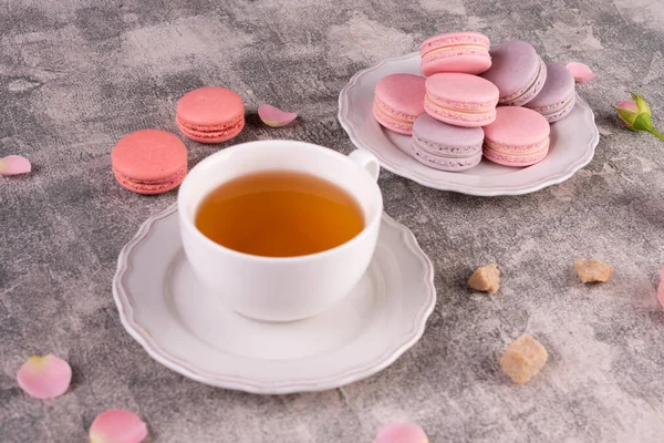 Wedding Valentine Day Birthday Preparation Holiday Beautiful Pink Tasty Macaroons — стокове фото