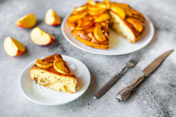 Nourriture Dessert Pâtisseries Tarte Délicieuse Tarte Aux Pommes Sur Fond — Photo