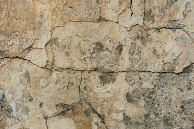 Doku, duvar, beton, arka plan olarak kullanılabilir. Çizik ve çatlaklarla dolu bir duvar parçası.