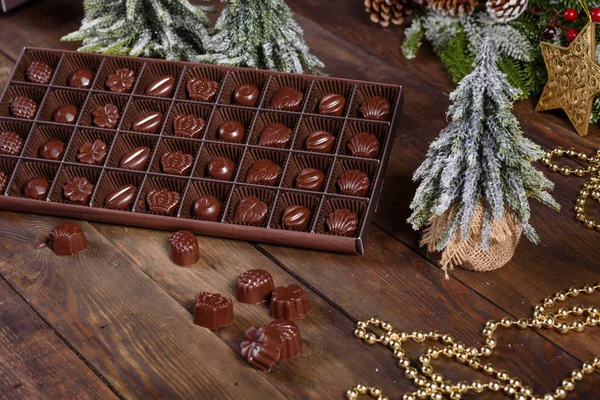 Sortimento Doces Chocolate Fino Branco Escuro Fundo Doces Chocolate Leite — Fotografia de Stock