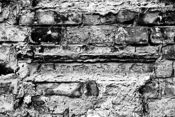 Old Brick Wall Damaged White Paint Layer Closeup Background Photo — Stock Photo, Image