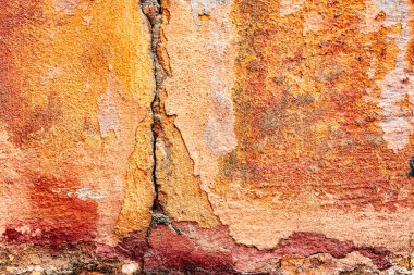 Doku, duvar, beton, arka plan olarak kullanılabilir. Çizik ve çatlaklarla dolu bir duvar parçası.