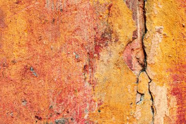 Doku, duvar, beton, arka plan olarak kullanılabilir. Çizik ve çatlaklarla dolu bir duvar parçası.