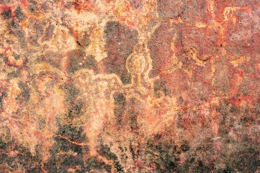 Doku, duvar, beton, arka plan olarak kullanılabilir. Çizik ve çatlaklarla dolu bir duvar parçası.