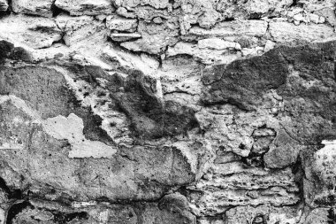 Doku, duvar, beton, arka plan olarak kullanılabilir. Çizik ve çatlaklarla dolu bir duvar parçası.