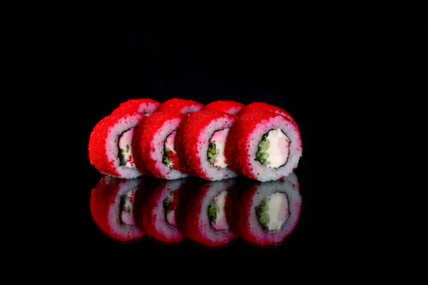 Panini Sushi Freschi Preparati Con Migliori Varietà Pesce Frutti Mare — Foto Stock