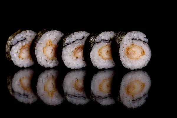 Fresco Delicioso Belo Sushi Rola Fundo Escuro Elementos Cozinha Japonesa — Fotografia de Stock