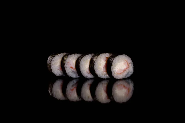 Fresh Delicious Beautiful Sushi Rolls Dark Background Elements Japanese Cuisine — Stock Photo, Image