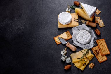 Güzel, lezzetli peynirli, parmesanlı, üzümlü ve incirli peynir. Tatilde şarap için atıştırmalıklar