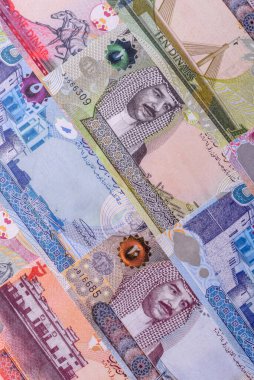 Bahçe kağıdı parası, para birimi olarak dinar banknotları takas ya da seyahat için. Bahreyn parası bir iş geçmişi olarak