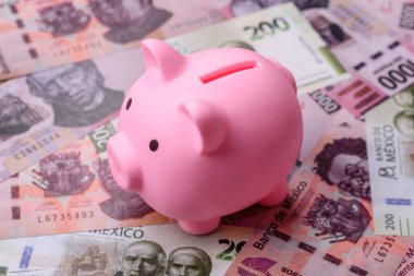 Meksika kağıt parası, çeşitli değerlerde pesolar. Tasarımın için Meksika parası bir iş geçmişi