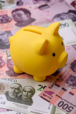 Meksika kağıt parası, çeşitli değerlerde pesolar. Tasarımın için Meksika parası bir iş geçmişi