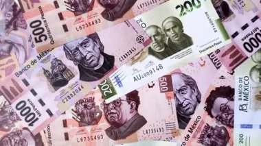 Meksika kağıt parası, çeşitli değerlerde pesolar. Tasarımın için Meksika parası bir iş geçmişi