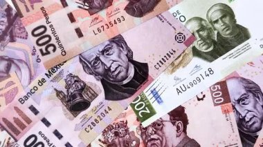 Meksika kağıt parası, çeşitli değerlerde pesolar. Tasarımın için Meksika parası bir iş geçmişi