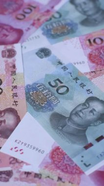 Çin kağıt parası, farklı değerlerde yuanlar. Tasarımınız için Çin parası bir iş geçmişi olarak