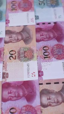 Çin kağıt parası, farklı değerlerde yuanlar. Tasarımınız için Çin parası bir iş geçmişi olarak