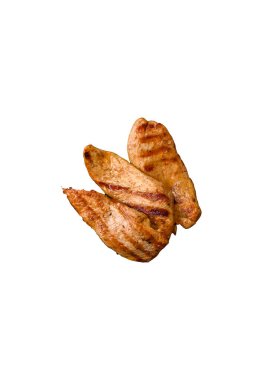 Izgara tavuk ya da hindi göğsü, sağlıklı bir öğle yemeği seçeneği. Tasarımın için ızgara tavuk bifteği.