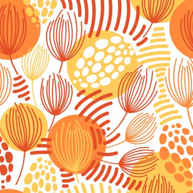 Vector seamless pattern on white. Abstract background with floral elements. Natural design. clipart