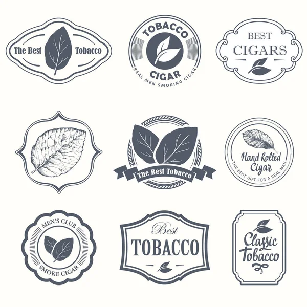 Εικονογράφηση Διάνυσμα Λογότυπο Και Ετικέτες Απλά Σύμβολα Καπνού Πούρων Παραδόσεις — Διανυσματικό Αρχείο