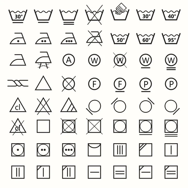 Set Ikon Simbol Binatu Ilustrasi Vektor - Stok Vektor