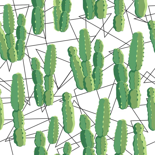 Ilustración Botánica Con Cactus Peruano Patrón Sin Costura Vectorial Sobre — Vector de stock