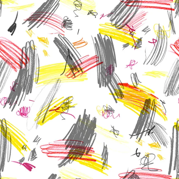Patrón sin costuras con una textura creativa. Ilustración de fondo lápices de colores. Líneas de lápiz. Dibujos infantiles . — Foto de Stock