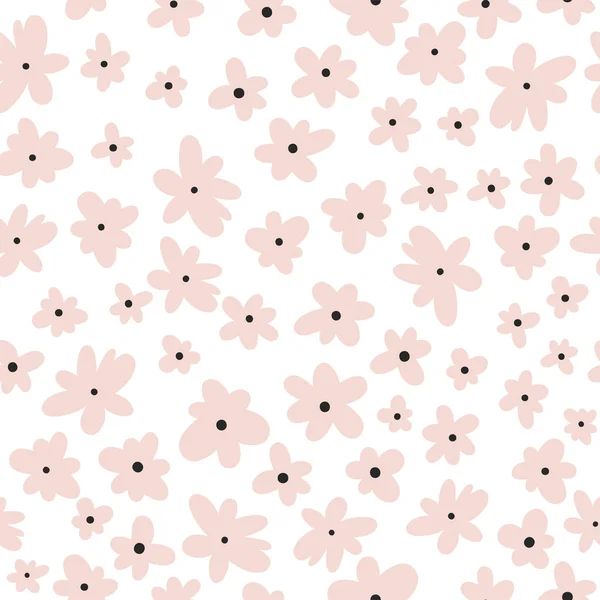 Patrón sin costura vectorial en blanco. Fondo floral con flores. Diseño natural . — Vector de stock