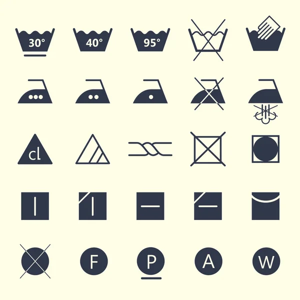 Icon set of laundry symbols, vector illustration — Stock Vector