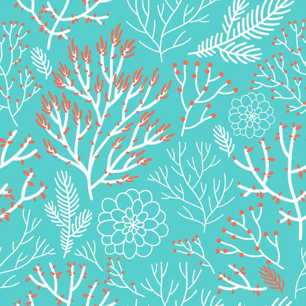 Vektornahtloses Muster auf Milbenfarbe. abstrakter Hintergrund mit floralen Elementen. natürliches Design. Winterstimmung. — Stockvektor