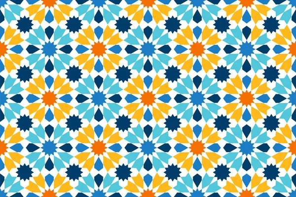 Patrón sin costuras con azulejos portugueses. Ilustración vectorial de Azulejo sobre fondo blanco. Estilo mediterráneo. Diseño multicolor. — Vector de stock