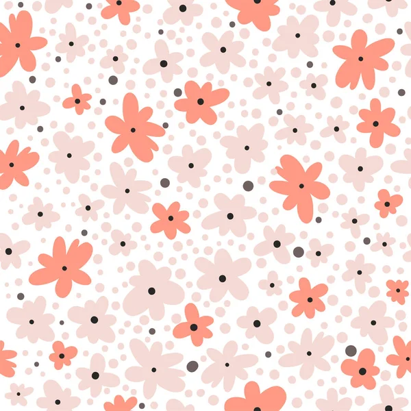 Vector seamless pattern on white. Floral background with flowers. Natural design. — Stock Vector