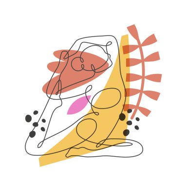 Jimnastikçi soyut arka planda esnekliği artırıyor sürekli bir çizgi vektör çizimi