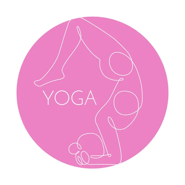 Mujer haciendo yoga continuo una línea vector ilustración. — Vector de stock