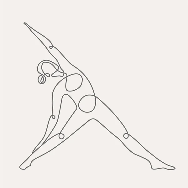 做瑜伽的妇女连续单行矢量插图. — 图库矢量图片#