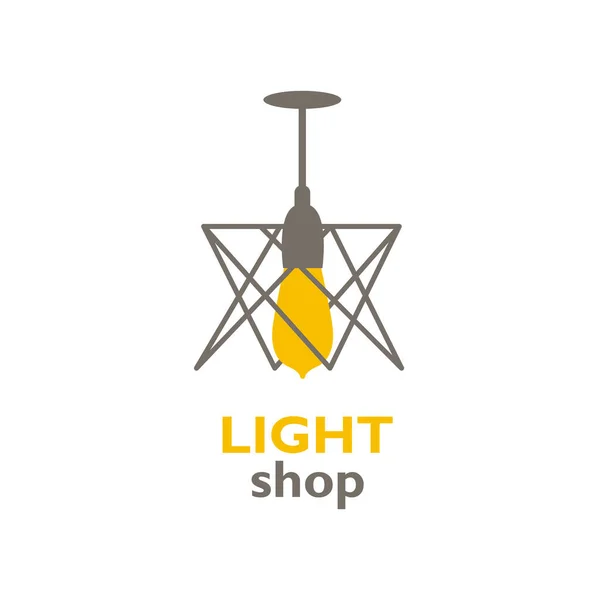 Logo with chandeliers for the store with a modern design. Vector illustration with various silhouettes of light bulbs. Lighting store. Home decor for interior decoration. — Stock Vector