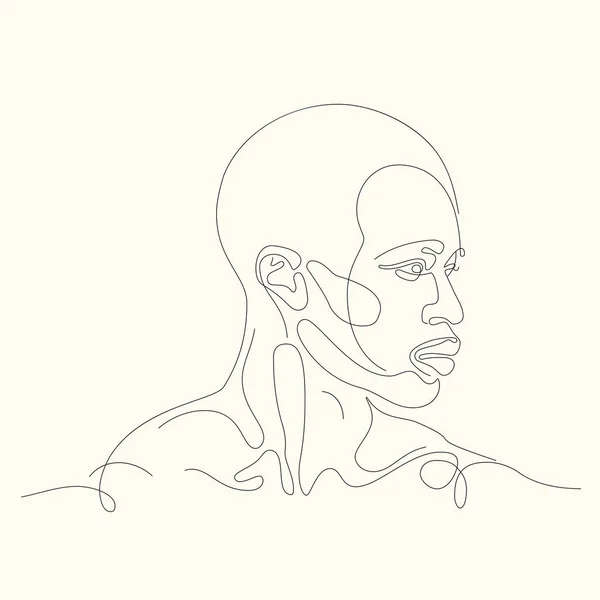 Expresión facial retrato continuo ilustración vectorial de una línea. Arte de línea continua. — Vector de stock