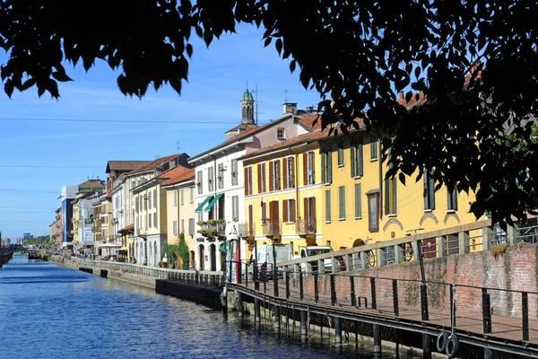 Mediolan Miasto Włoszech Września 2108 Kanał Navigli Naviglio Grande Ciekawe — Zdjęcie stockowe