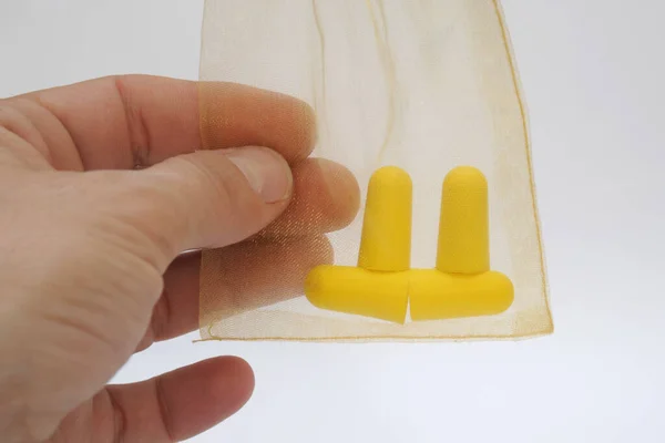 Silikonowe Wtyczki Szumów Lekkie Próżniowe Miękkie Żółte Zatyczki Uszu — Zdjęcie stockowe