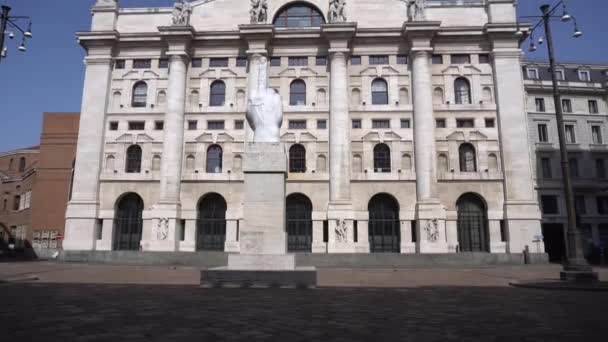 Italia Milano Settembre 2019 Piazza Affari Sede Della Borsa Italiana — Video Stock