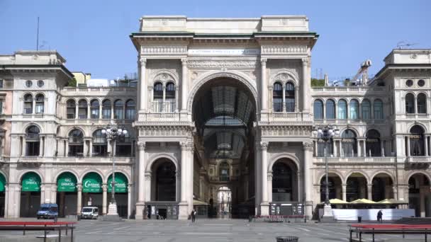 Europa Italia Milano Aprile 2020 Duomo Galleria Vittorio Emanuele Vuota — Video Stock