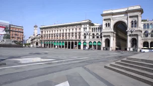 Europa Italia Milano Aprile 2020 Duomo Galleria Vittorio Emanuele Vuota — Video Stock