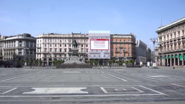 意大利米兰2020年4月 多摩主教座堂 维托里奥 埃马努埃莱画廊 空无一人 到处都是游客 — 图库视频影像