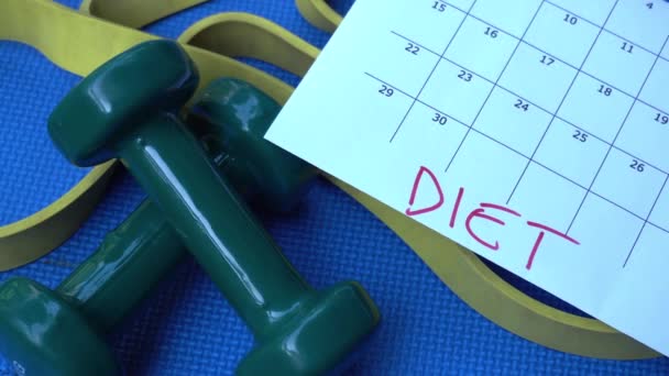 Kalendarz Zajęć Sportowych Rozpocząć Dietę Uprawiając Sport Gimnastykę Domu Świeżym — Wideo stockowe