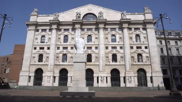 Italia Milano Settembre 2019 Piazza Affari Sede Della Borsa Italiana — Video Stock