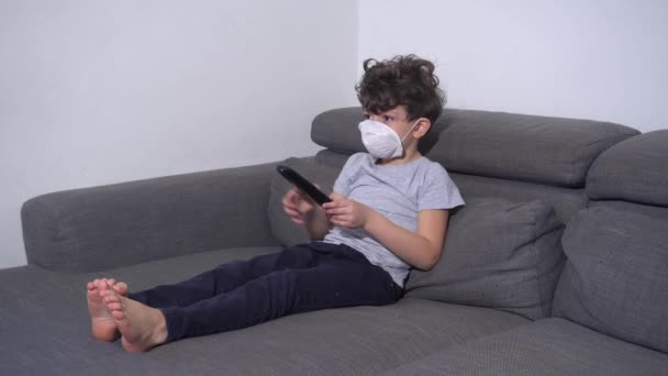 Europe Milan Milan Maskeli Karantina Altındaki Çocuk Evdeki Yaşam Lombardy — Stok video