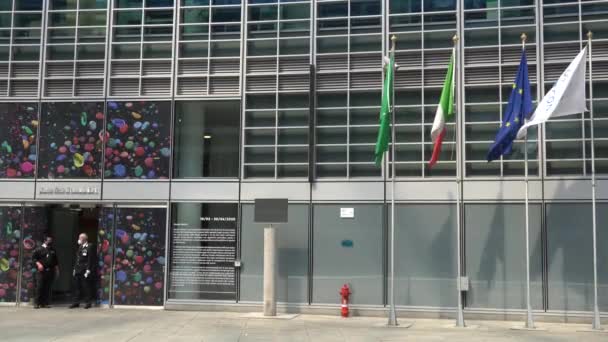 Palazzo Lombardia Milánó Porta Nuova Felhőkarcoló Lombardia Régió Olaszország Belső — Stock videók