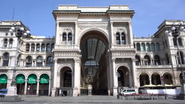 Europa Italia Milano Aprile 2020 Duomo Galleria Vittorio Emanuele Vuota — Video Stock